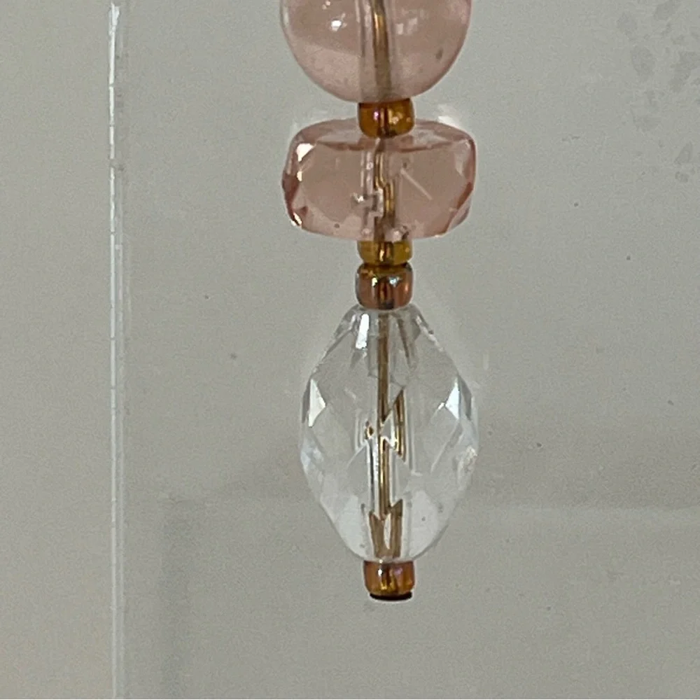 Pink and Clear Crystal Bead Earrings